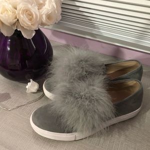 Steve Madden Gray Puffball Shoes